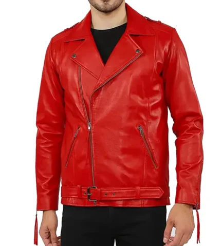 Chris Motorcycle Red Leather Jackets