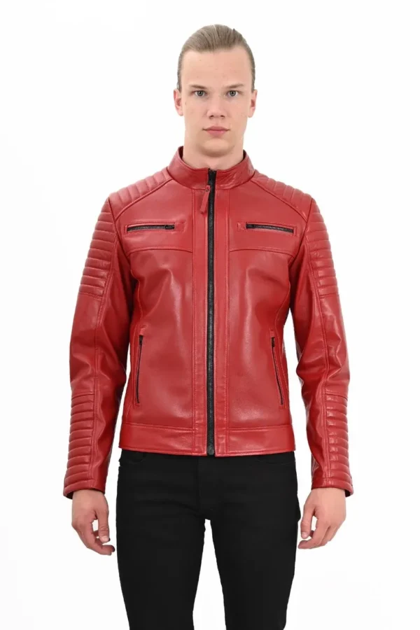 Danny Cafe Racer Quilted Leather Red Jacket