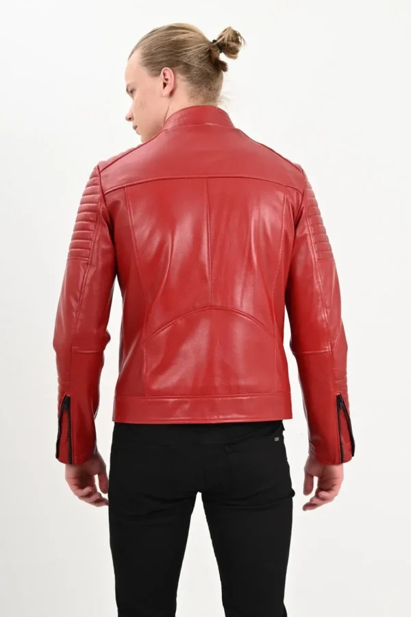 Danny Cafe Racer Quilted Red Leather Jackets