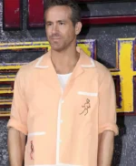 Deadpool And Wolverine Press Conference Ryan Reynolds Peach Shirt