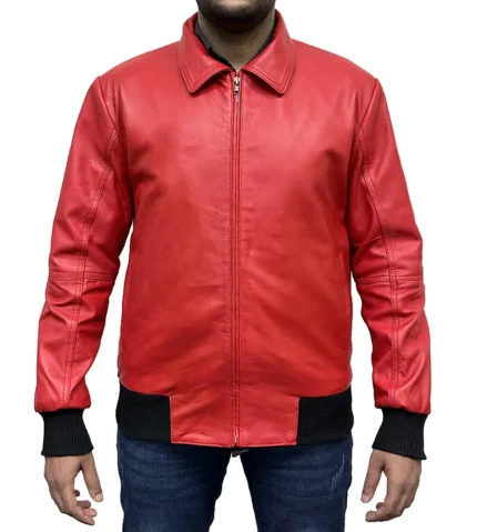 Drakes Albanian Flag Red Leather Jackets