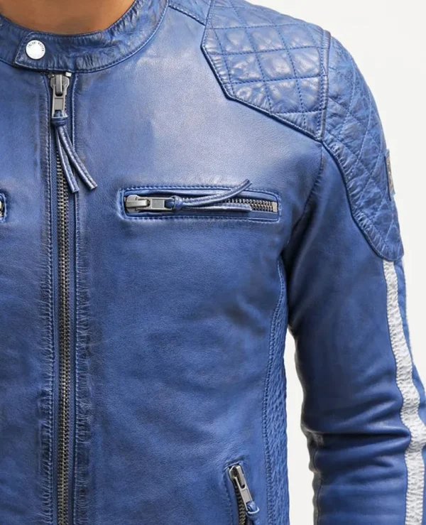 Harrison Blue Quilted Fashion Leather Jackets