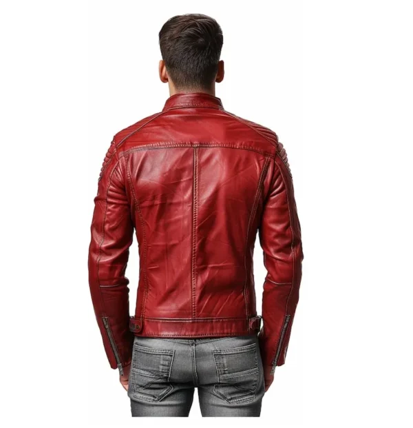 James Red Cafe Racer Genuine Leather Jackets