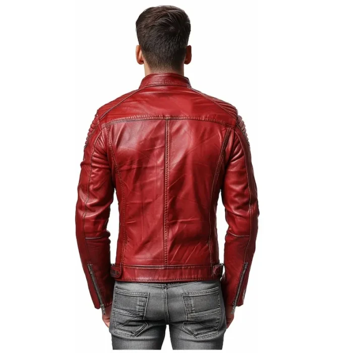 James Red Cafe Racer Genuine Leather Jackets