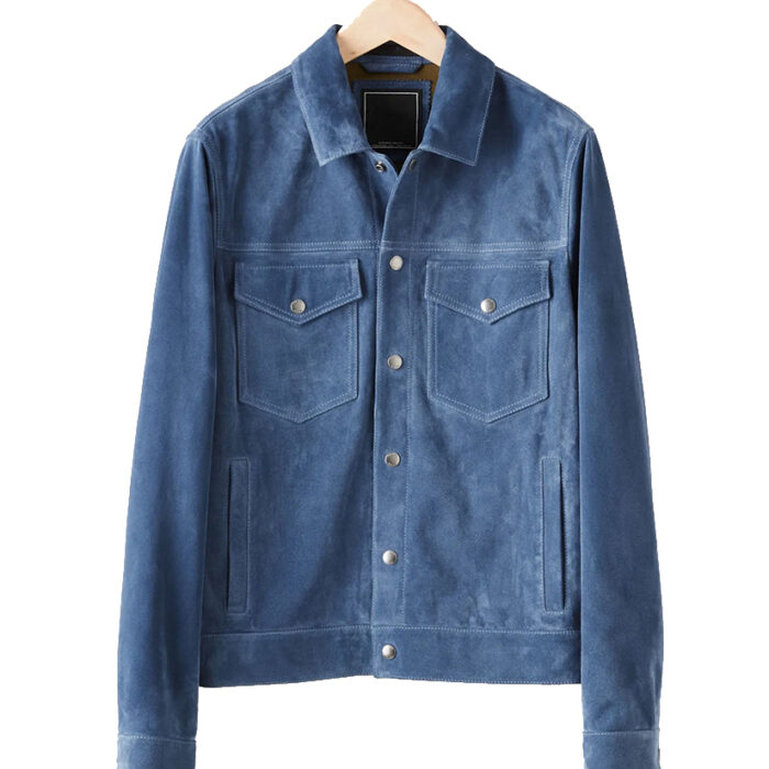 Jason Blue Trucker Suede Leather Jacket