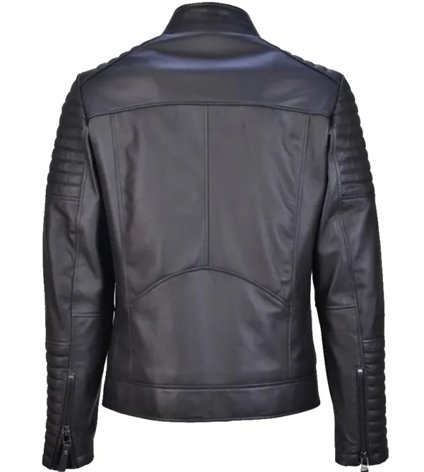 John Cafe Racer Quilted Black Leather Jackets