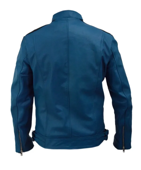 Johnny Blue Cafe Racer Blue Leather Jackets