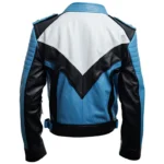 Mens Biker Style Pastel Blue Leather Jackets