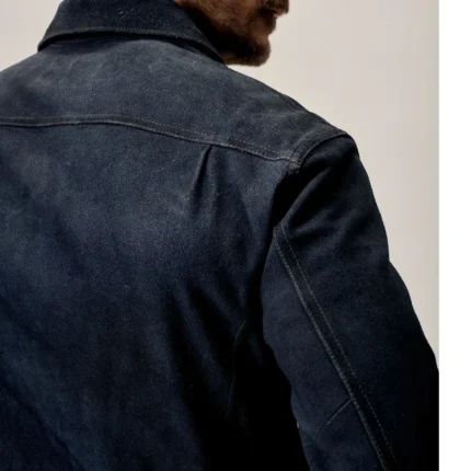 Mens Denim Suede Trucker Jean Leather Jacket