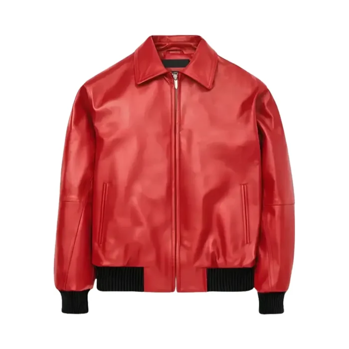 Mens Drakes Albanian Flag Red Leather Jacket For Sale