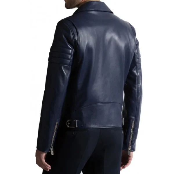 Mens Navy Blue Biker Leather Jackets