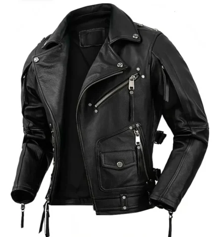 Mens Zipper Motorcycle Biker Leather Jackets